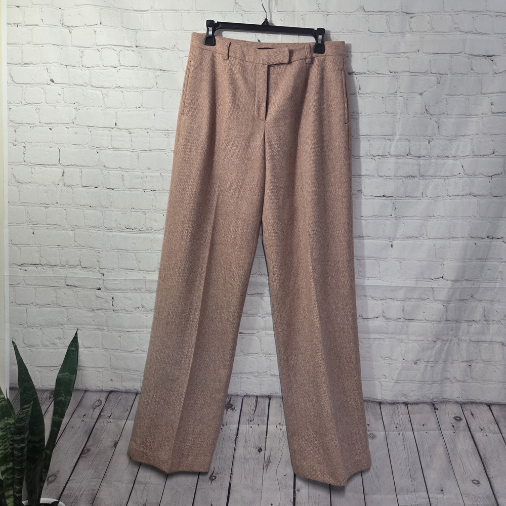 moda intentional wide leg orange tweed wool silk blend slacks Womens Sz 10